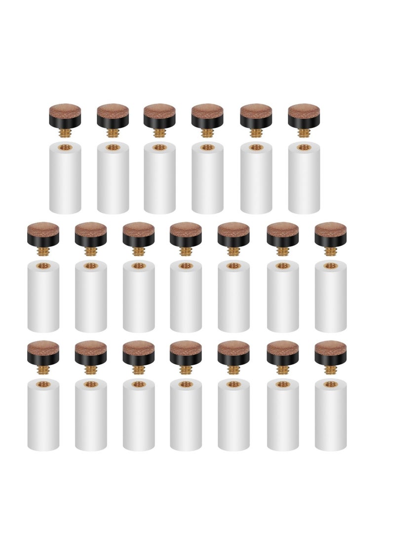Generic Billiard Pool Cue Tips, 20 Pcs 13mm White Pool Cue Tips Replacement Kit, Screw on Cue Tips Hard Leather Replacement (Brown)  - Image 1