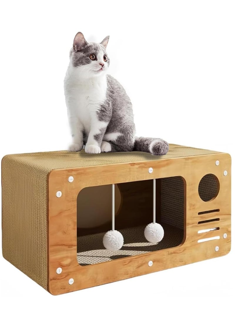 ايه ام منزل خدش القطط، صندوق من الورق المقوى للقطط مع منصات خدش القطط، لعبة خدش على شكل أريكة للقطط الداخلية، سهلة التجميع - Image 1