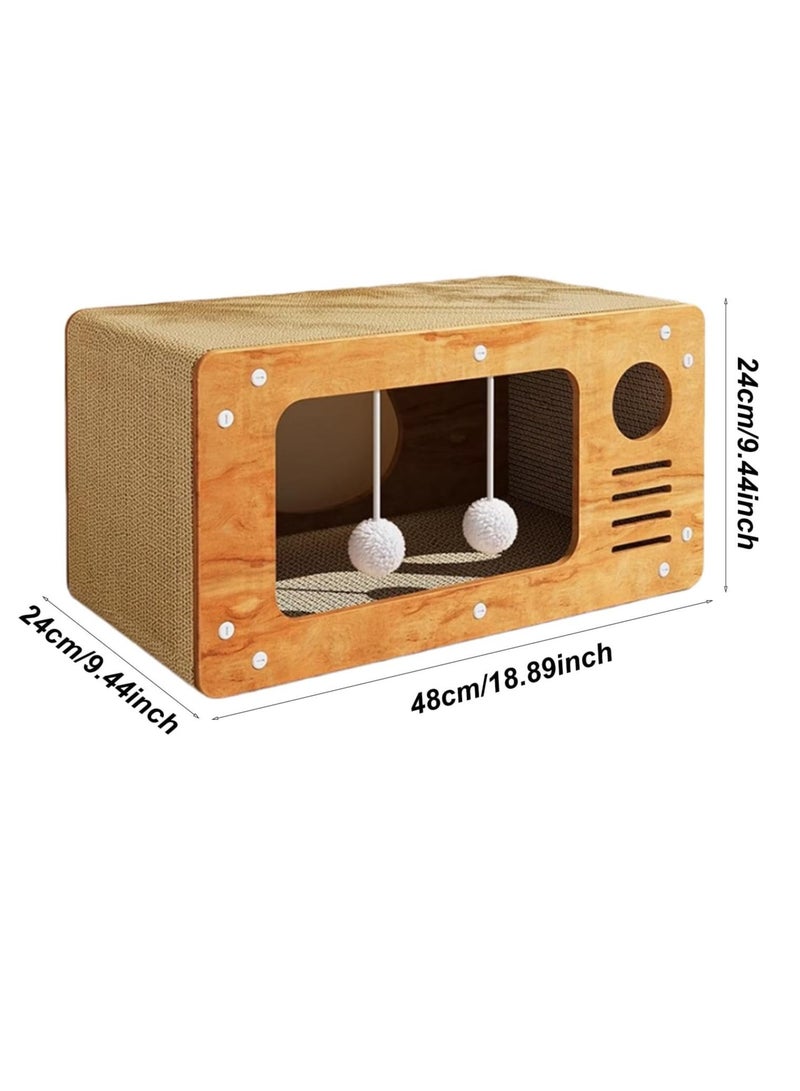 ايه ام منزل خدش القطط، صندوق من الورق المقوى للقطط مع منصات خدش القطط، لعبة خدش على شكل أريكة للقطط الداخلية، سهلة التجميع - Image 2