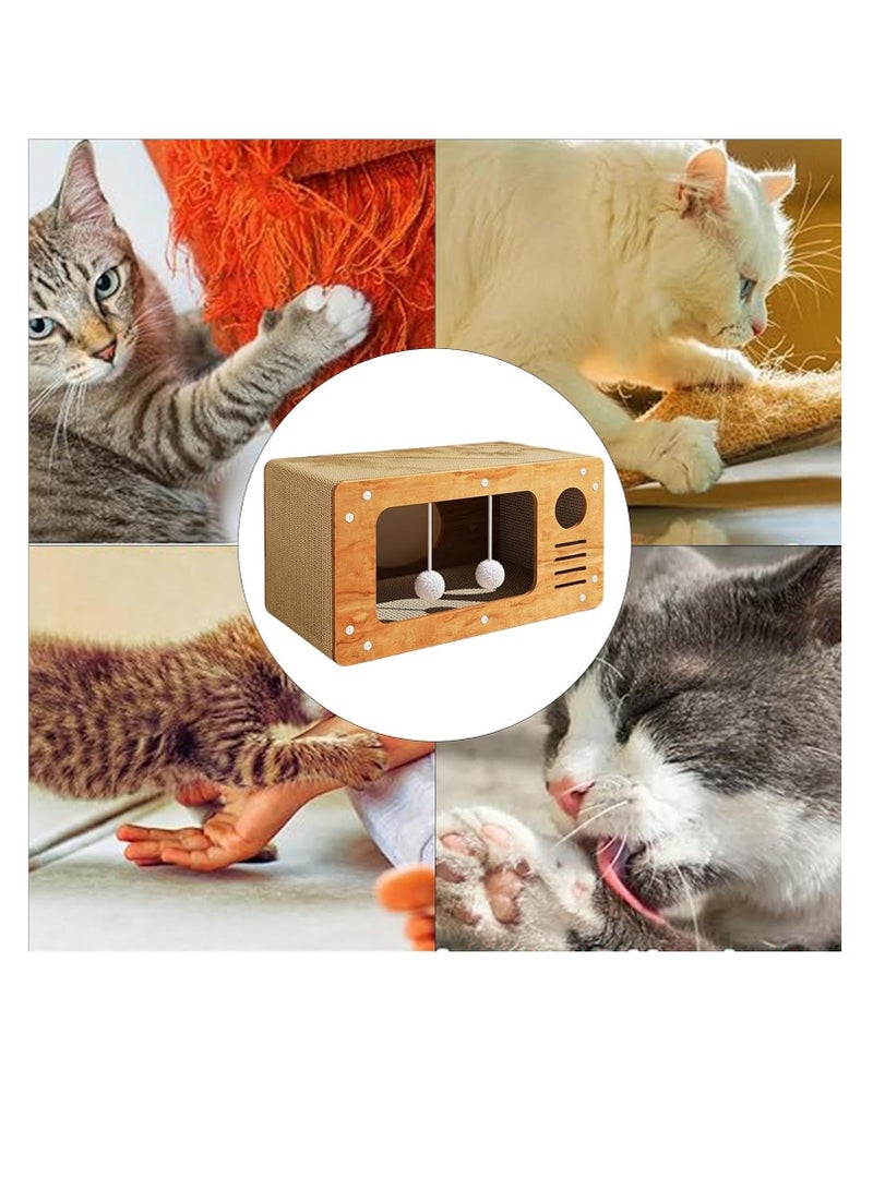 ايه ام منزل خدش القطط، صندوق من الورق المقوى للقطط مع منصات خدش القطط، لعبة خدش على شكل أريكة للقطط الداخلية، سهلة التجميع - Image 3