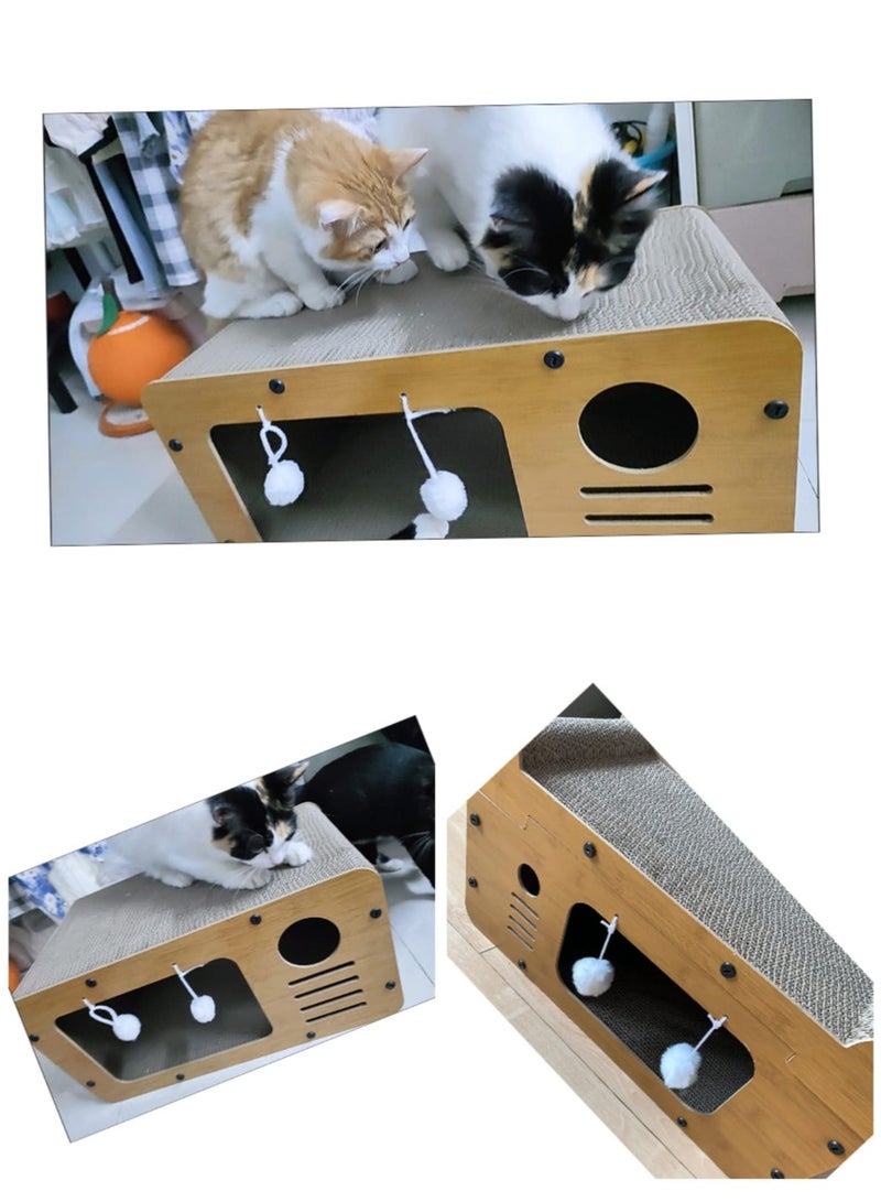 ايه ام منزل خدش القطط، صندوق من الورق المقوى للقطط مع منصات خدش القطط، لعبة خدش على شكل أريكة للقطط الداخلية، سهلة التجميع - Image 4