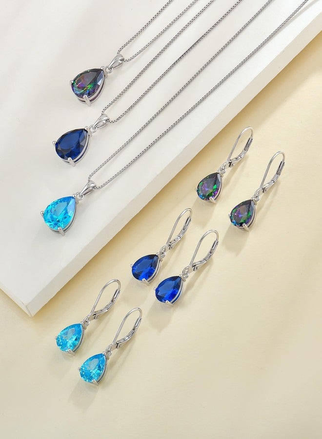 YL 925 Sterling Silver Teardrop Dangle Drop Earrings for Women 7x10 MM Solitaire Created Opal Leverback Jewelry - Image 5