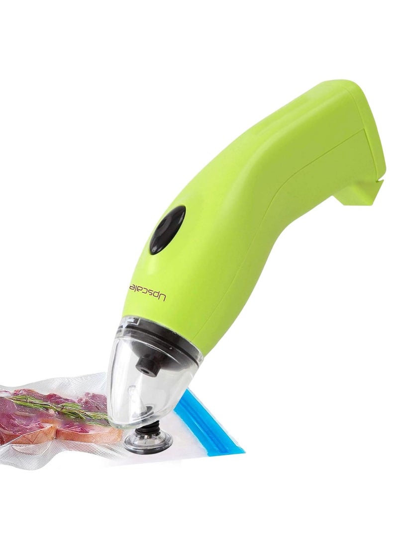 UPSCALE Upscale Compact and Powerful Handheld Vacuum Sealer to preserve food and freshness space saver with 5 reusable vacuum sealer bags Green  - Image 1