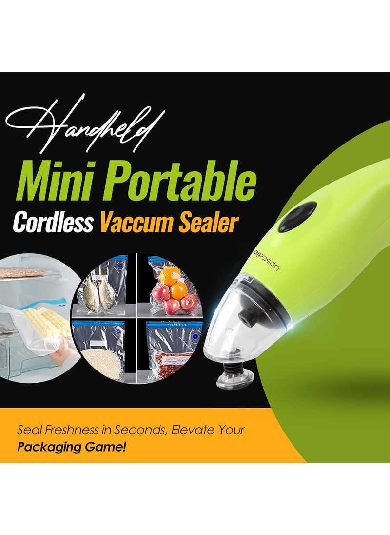 UPSCALE Upscale Compact and Powerful Handheld Vacuum Sealer to preserve food and freshness space saver with 5 reusable vacuum sealer bags Green  - Image 2