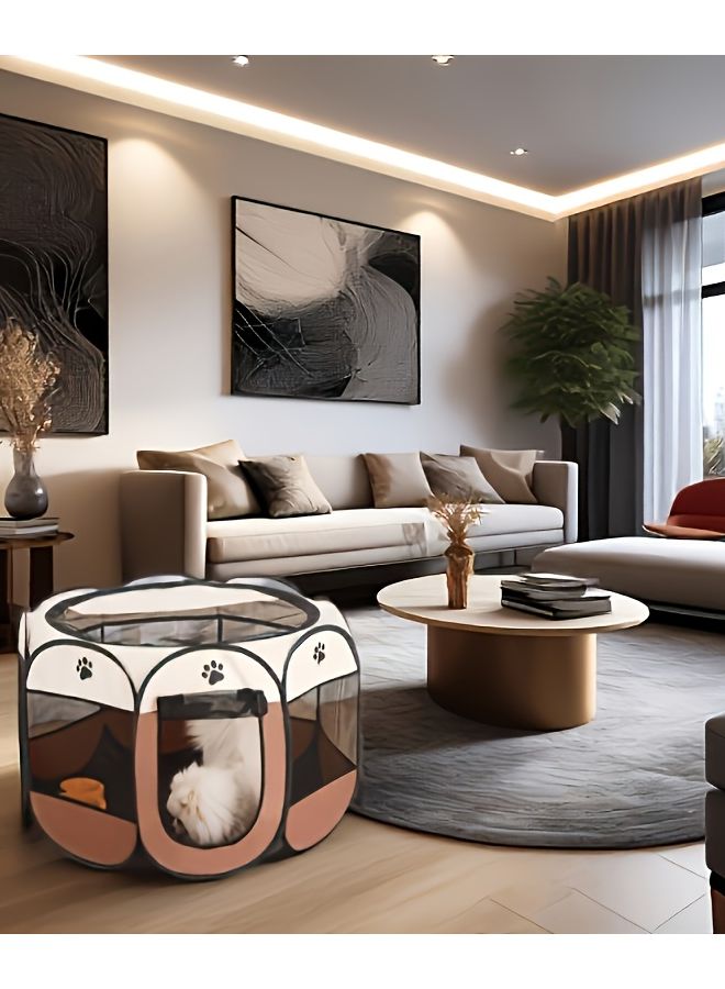 Foldable Octagonal Pet Tent Playpen For Cats Small Dogs Gray Portable Indoor Outdoor - Image 5