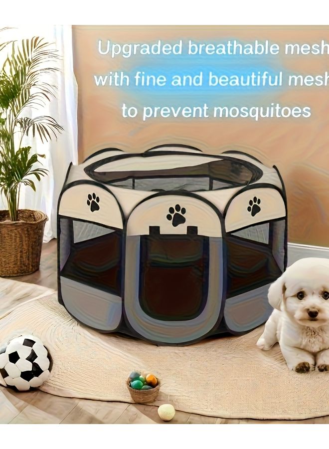 Foldable Octagonal Pet Tent Playpen For Cats Small Dogs Gray Portable Indoor Outdoor - Image 4