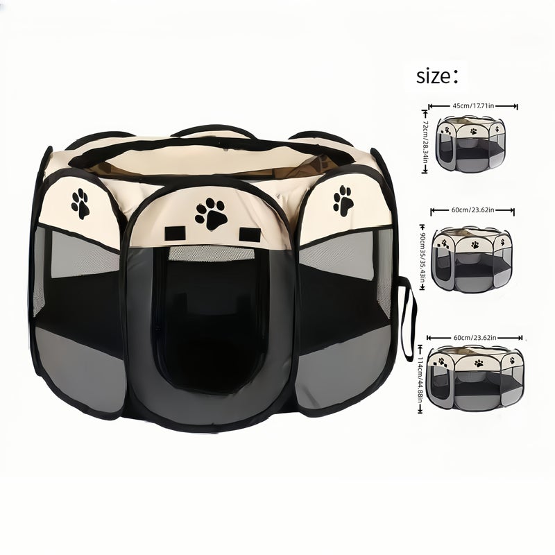 Foldable Octagonal Pet Tent Playpen For Cats Small Dogs Gray Portable Indoor Outdoor - Image 3