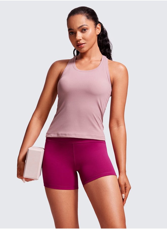 CRZ YOGA Womens Butterluxe Biker Shorts 4'' - High Waisted Booty Workout Volleyball Yoga Spandex Magenta Purple Large  - Image 3