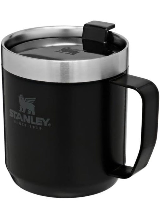 STANLEY " Classic Legendary Camp Mug 0.35L / 12 OZ Matte Black - Double-wall vacuum insulation | Stainless steel camp mug | BPA-free thermal cup | Dishwasher safe | Single server brewer compatible " - Image 1