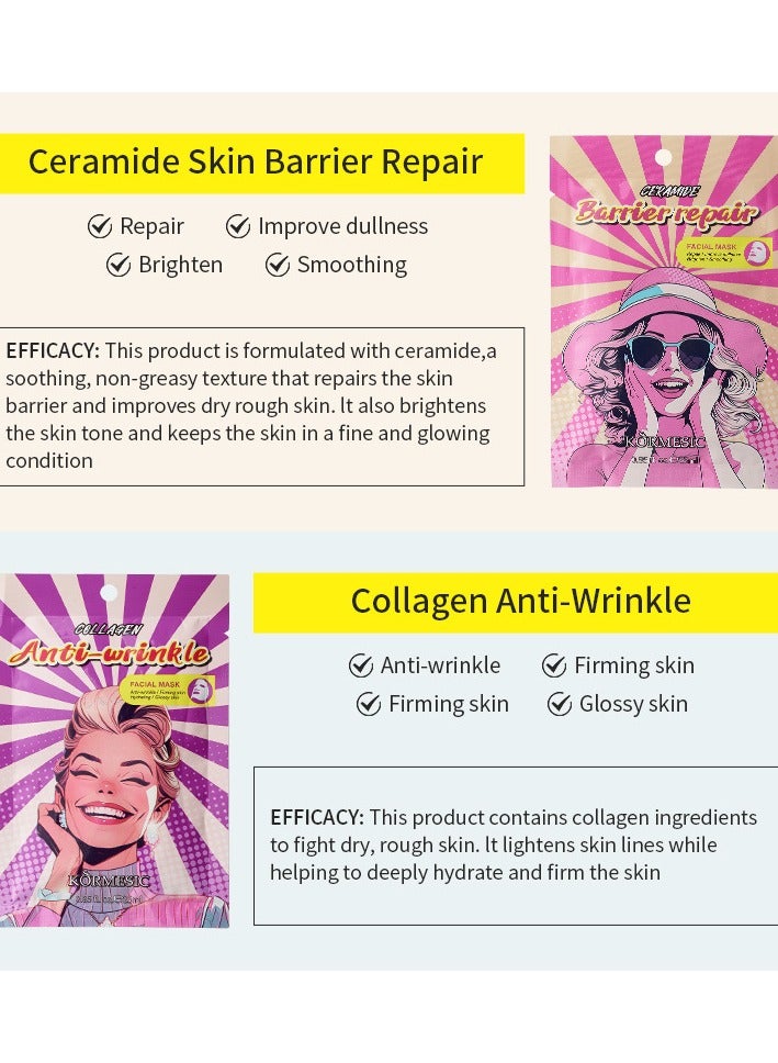 Kormesic Ceramide Barrier Repair Sheet Mask Set - 5 Pack (25ml Each)  - Image 2