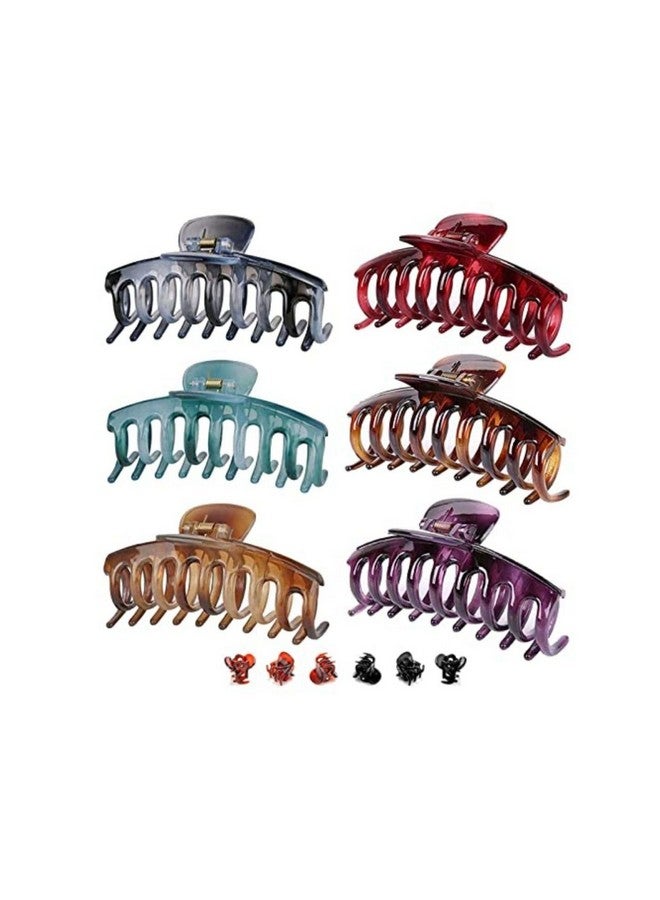 DN Creation Plastic Rectangle Hair Claw Matte Solid Color, Non-Slip Catch Hair Clutcher, Hair Styling Accessories - Assorted Color (Pack of 6) - Image 1