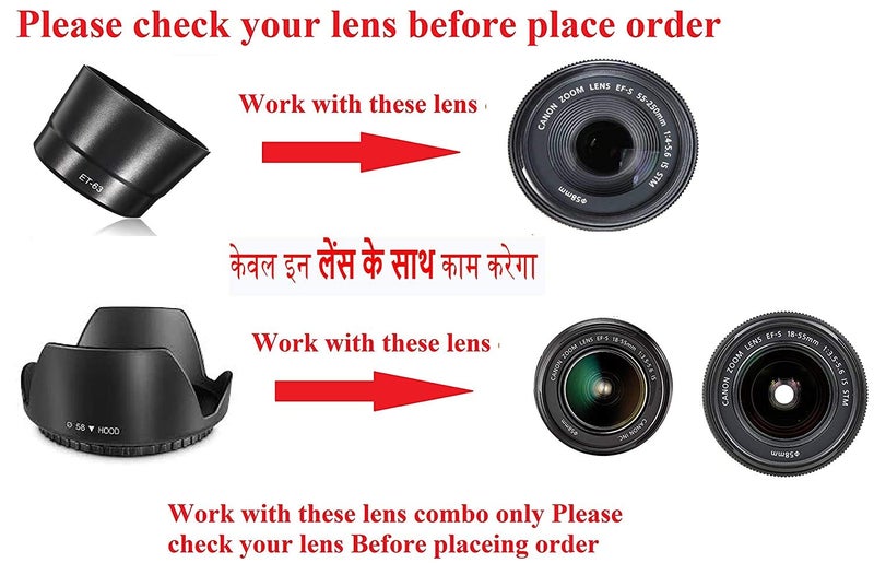 SHOPEE مجموعة غطاء عدسة ET-63 وغطاء عدسة زهري 58 مم وفلتر عدسة UV 58 مم (2 قطعة) لمجموعة عدسات (18-55 مم IS و 55-250 مم IS) - Image 2