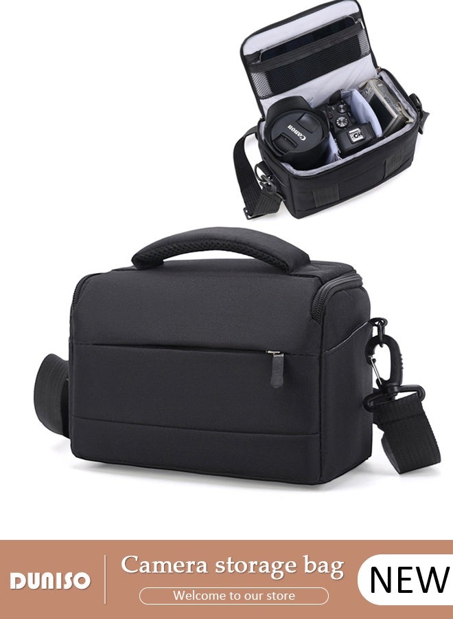 DUNISO Black Camera Bag Compact Camera Shoulder Bag for Photographers, Waterproof Anti-shock Camera Case Bag for DSLR/SLR/Mirrorless Cameras, Lenses, Accessories - Image 1