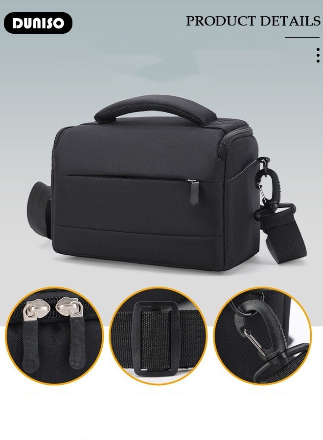 DUNISO Black Camera Bag Compact Camera Shoulder Bag for Photographers, Waterproof Anti-shock Camera Case Bag for DSLR/SLR/Mirrorless Cameras, Lenses, Accessories - Image 4