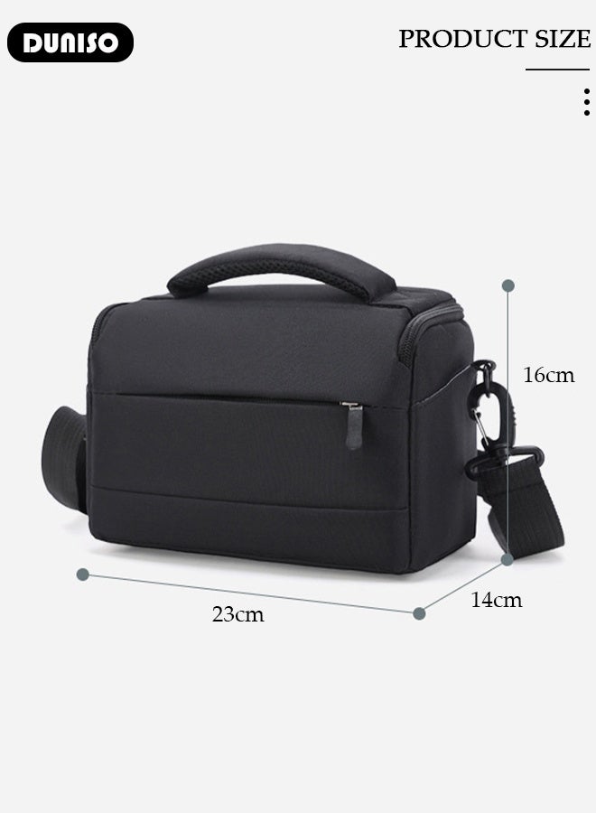 DUNISO Black Camera Bag Compact Camera Shoulder Bag for Photographers, Waterproof Anti-shock Camera Case Bag for DSLR/SLR/Mirrorless Cameras, Lenses, Accessories - Image 2