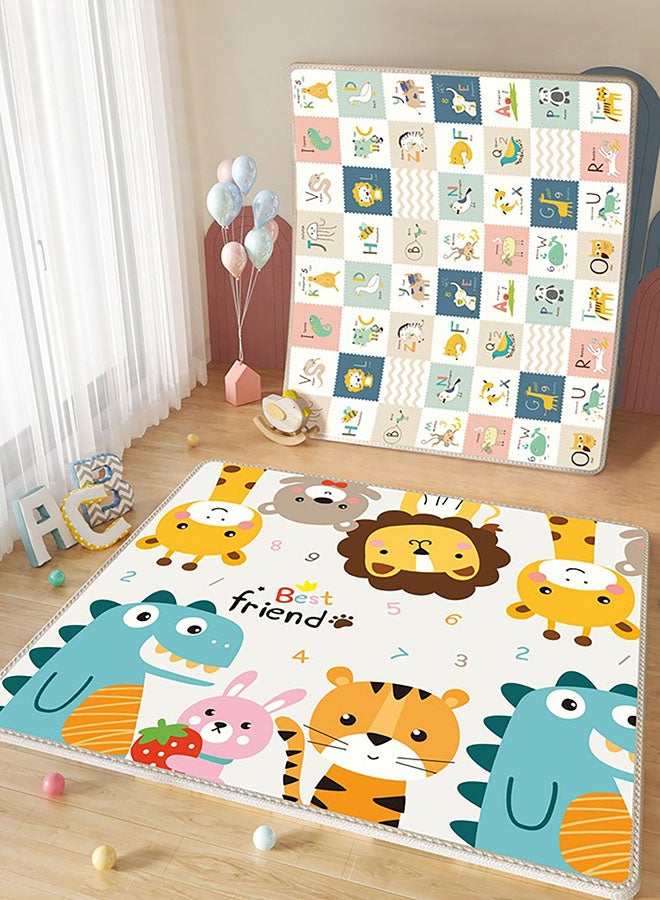 Galaxy سجاد لعب قابل للعكس من جالاكسي للأطفال - سمك 1 سم، غير سام ومقاوم للماء | سجادة لعب قابلة للطي بحجم كبير جداً مع طباعة حيوانات وغابة على الجانبين | سجادة فوم آمنة للأطفال والرضع - Image 2