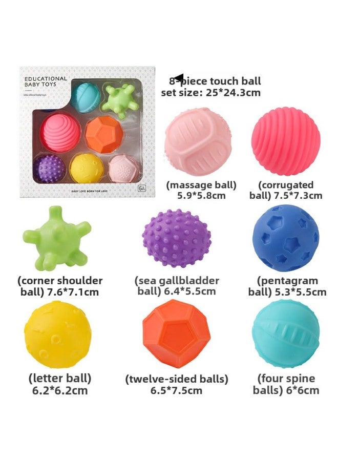 Loquat Touch Ball Sense Training Baby Massage Tactile Sense Tactile Sense Baby Hand Grip Touch Ball Toy Bite-color:Touch-fitting Ball-catching-8-piece Set - Image 1