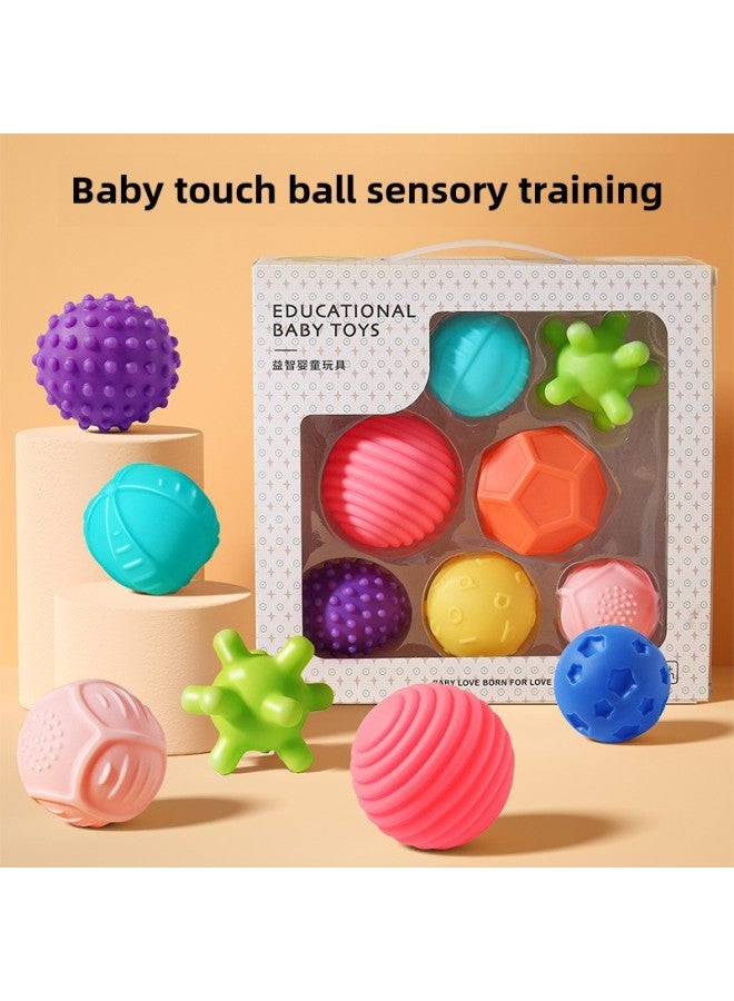 Loquat Touch Ball Sense Training Baby Massage Tactile Sense Tactile Sense Baby Hand Grip Touch Ball Toy Bite-color:Touch-fitting Ball-catching-8-piece Set - Image 2
