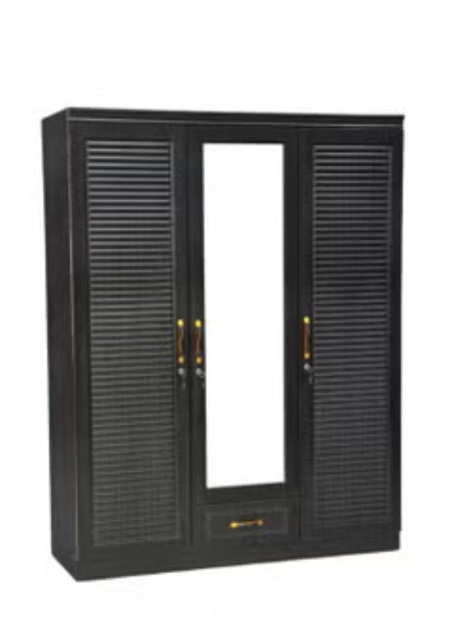 ALWASIT HOME 3 Door Wooden Wardrobe Cabinet Cupboard Engineered Wood Perfect Modern Stylish Heavy Duty Color Br  - Image 1
