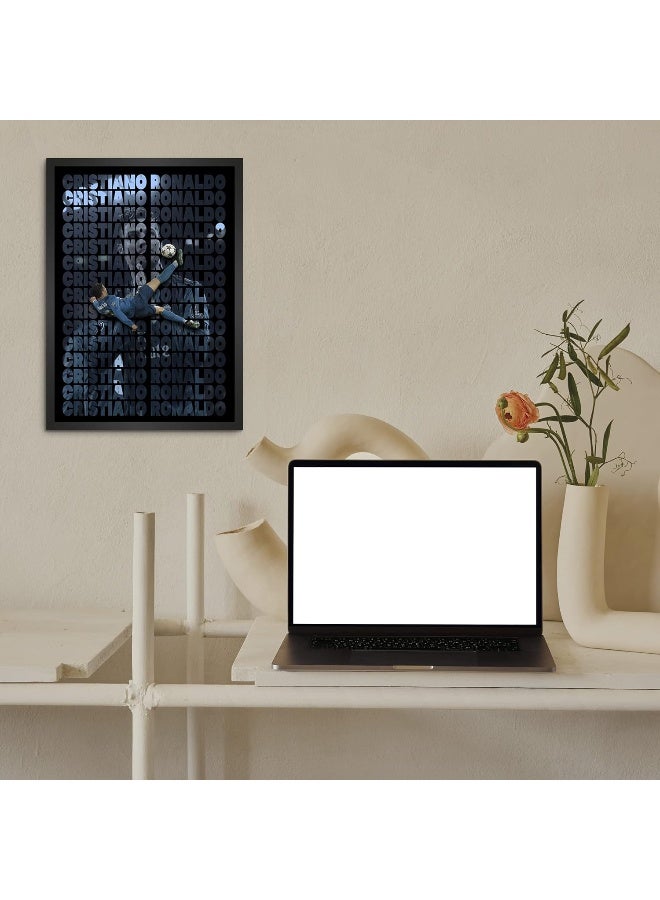 Emoda Home Trove Cristiano Ronaldo Best Goal Wall Decoration Art Framed Poster, 12 Inch x 18 Inch, Glass with 0.5 Inch Black Wooden Frame - Image 2