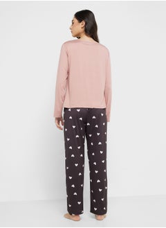 Ginger Long Sleeves Bonjour T-Shirt & Pyjama Set  - Image 2