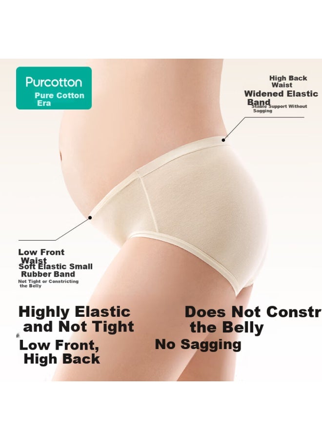 Purcotton Maternity Cotton Antibacterial Low-waist Full Pregnancy Support Panties Triangle Underwear 3-pack Purple+pink+white L - Image 2
