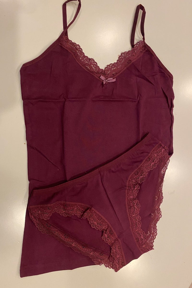 6303 Rope Suspender Undershirt and Panties Set Lace