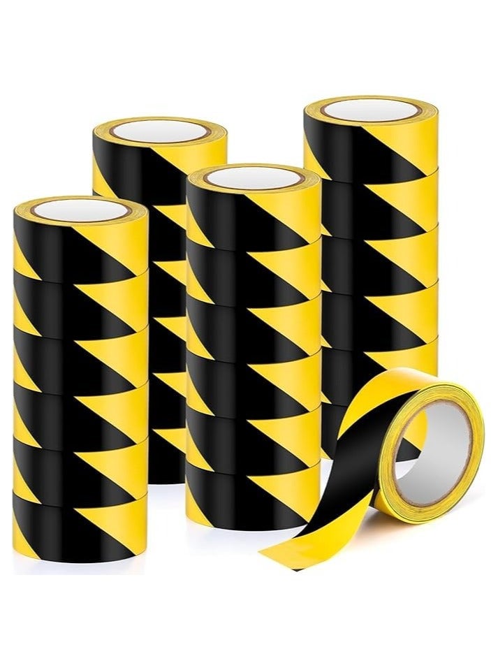 MARKQ Hazard Warning Tape, 2" x 20 yards Black and Yellow Adhesive Safety Tape, Caution Barricade Construction Tape for Dangerous Areas, Walls, Pipes, Equipment PVC Floor Marking tape (24) - Image 1