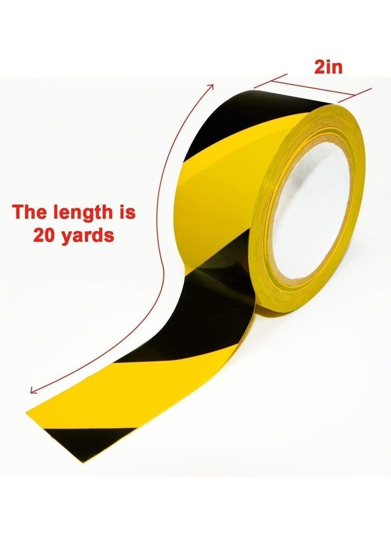 MARKQ Hazard Warning Tape, 2" x 20 yards Black and Yellow Adhesive Safety Tape, Caution Barricade Construction Tape for Dangerous Areas, Walls, Pipes, Equipment PVC Floor Marking tape (24) - Image 2