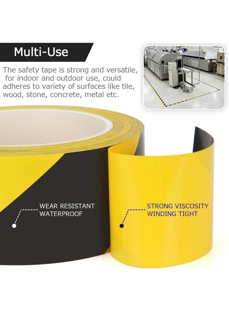 MARKQ Hazard Warning Tape, 2" x 20 yards Black and Yellow Adhesive Safety Tape, Caution Barricade Construction Tape for Dangerous Areas, Walls, Pipes, Equipment PVC Floor Marking tape (24) - Image 3
