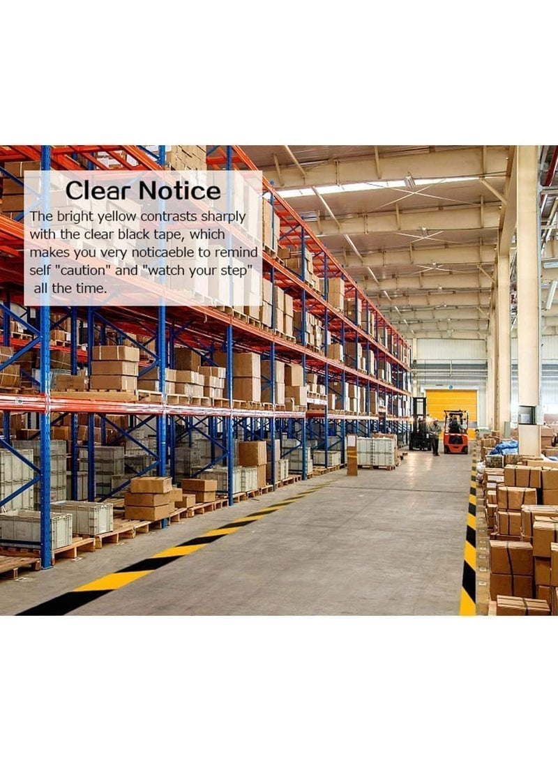 MARKQ Hazard Warning Tape, 2" x 20 yards Black and Yellow Adhesive Safety Tape, Caution Barricade Construction Tape for Dangerous Areas, Walls, Pipes, Equipment PVC Floor Marking tape (24) - Image 4