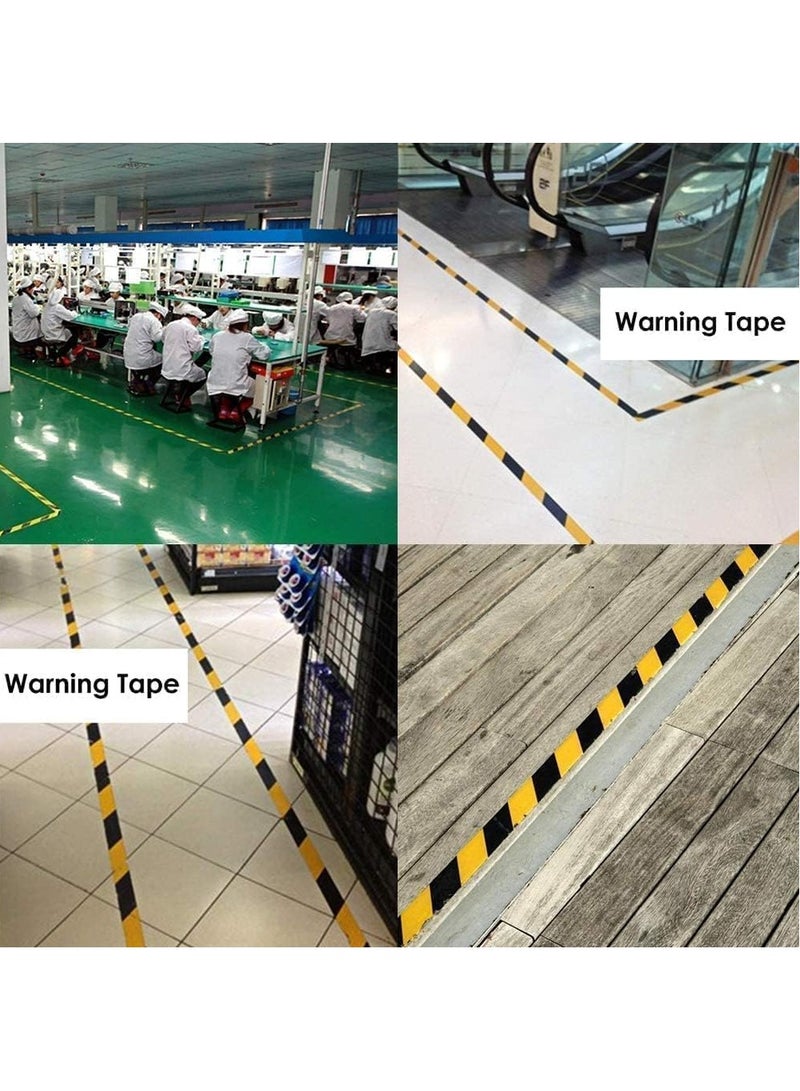 MARKQ Hazard Warning Tape, 2" x 20 yards Black and Yellow Adhesive Safety Tape, Caution Barricade Construction Tape for Dangerous Areas, Walls, Pipes, Equipment PVC Floor Marking tape (24) - Image 5