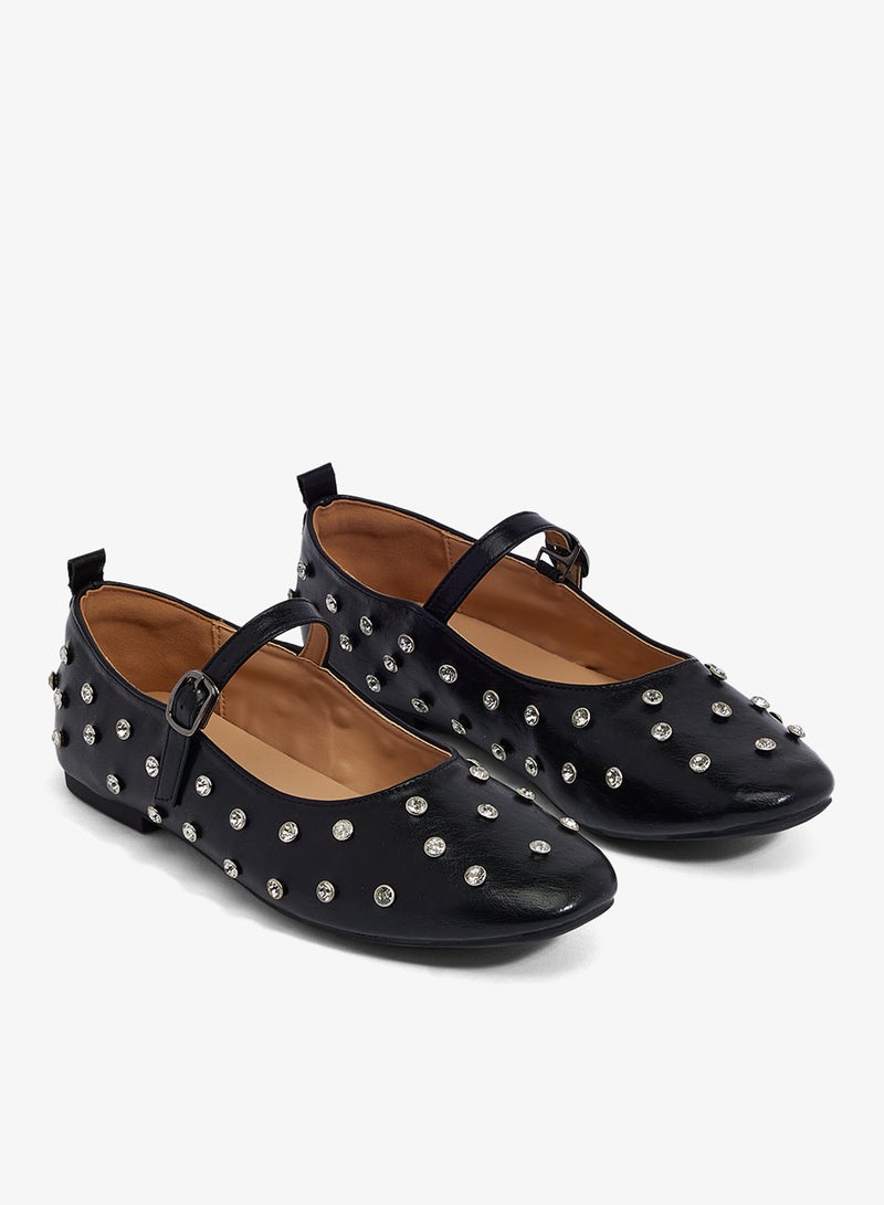 جينجر أحذية باليه مزينة بتفاصيل معدنية مع حزام - Image 4