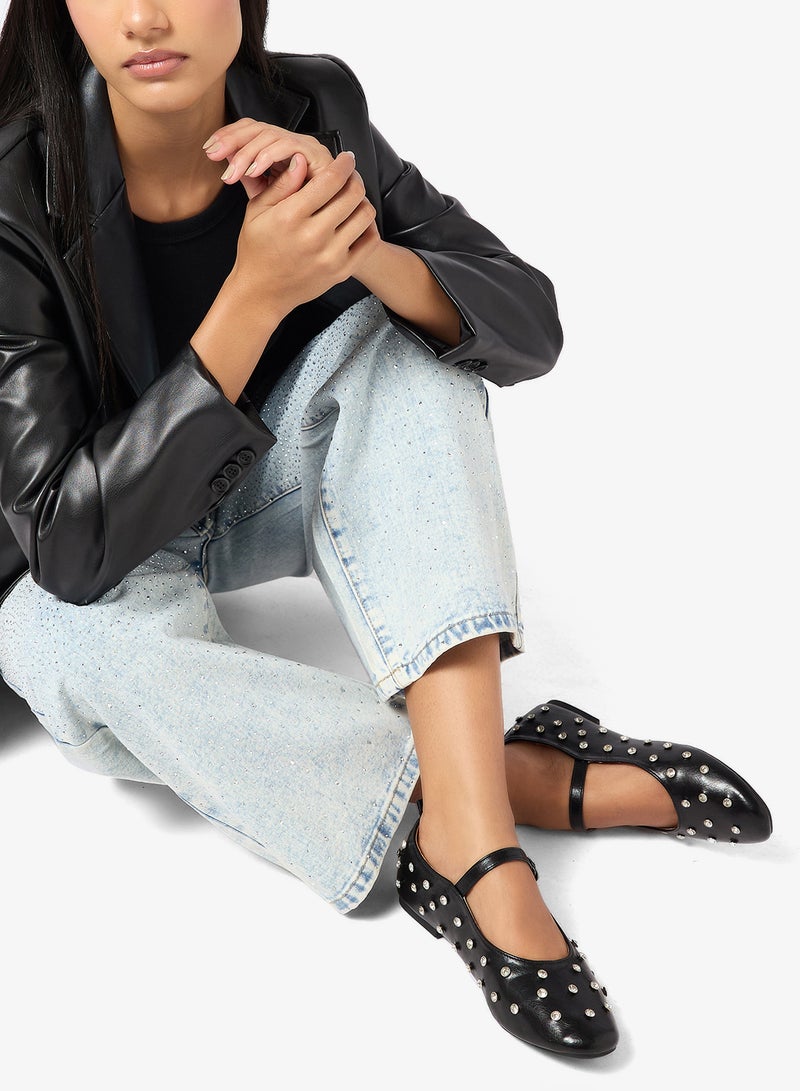 جينجر أحذية باليه مزينة بتفاصيل معدنية مع حزام - Image 5