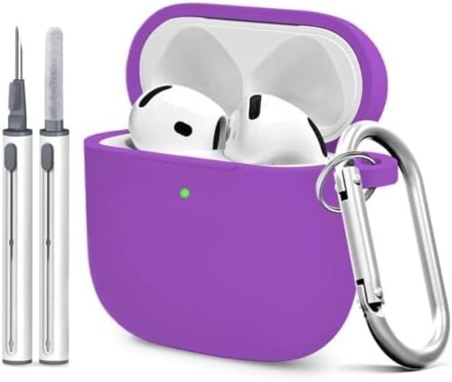 NOUKAJU Silicone Case Cover for AirPods 4th Gen, Soft Skin, Full Protection, Keychain, Cleaner Kit (Milk Tea) - Image 1