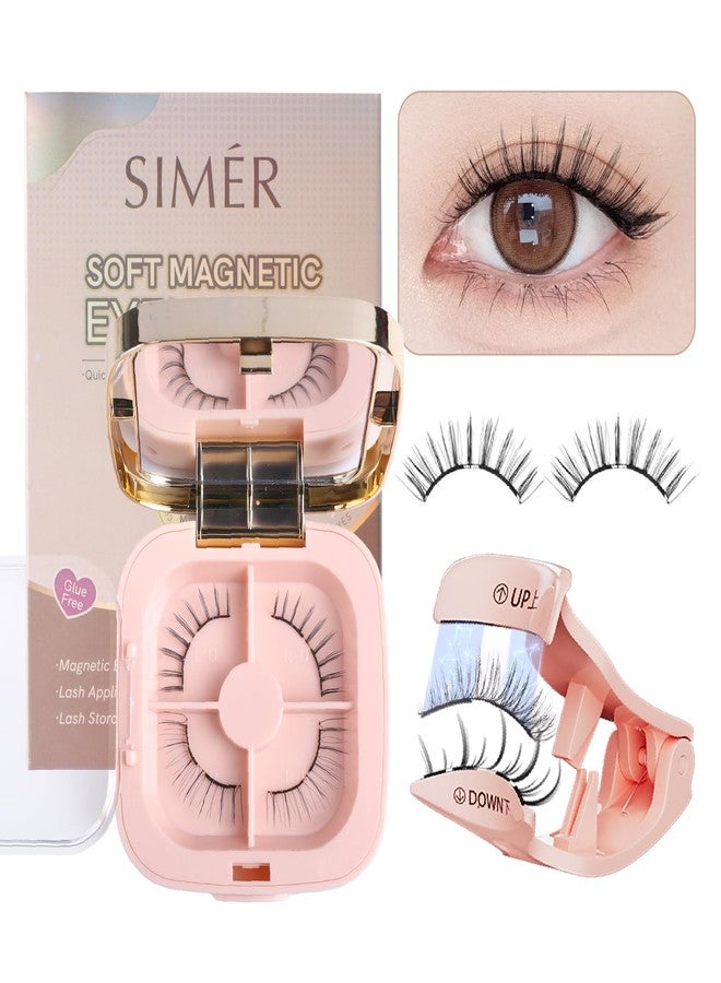 SIMER Soft Magnetic Eyelashes, Natural Look Reusable Glue-free Dual Magnets Lashes with Applicator, Lightweight Dual Magnetic Lashes Kit- ANIME - Image 1