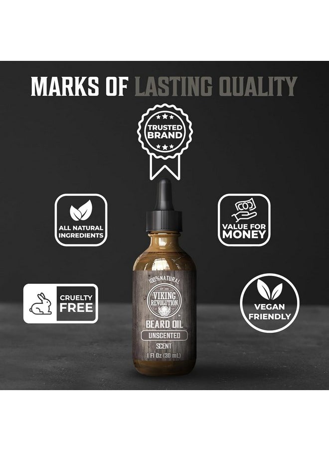 Viking Revolution Viking Revolution Unscented Beard Oil for Men - Natural Mens Beard Oil with Argan Oil and Jojoba Oil - Beard Softener, Strengthens and Moisturizes - Beard Conditioner for Men (Unscented, 1 Pack)  - Image 5