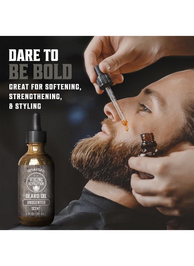Viking Revolution Viking Revolution Unscented Beard Oil for Men - Natural Mens Beard Oil with Argan Oil and Jojoba Oil - Beard Softener, Strengthens and Moisturizes - Beard Conditioner for Men (Unscented, 1 Pack)  - Image 2