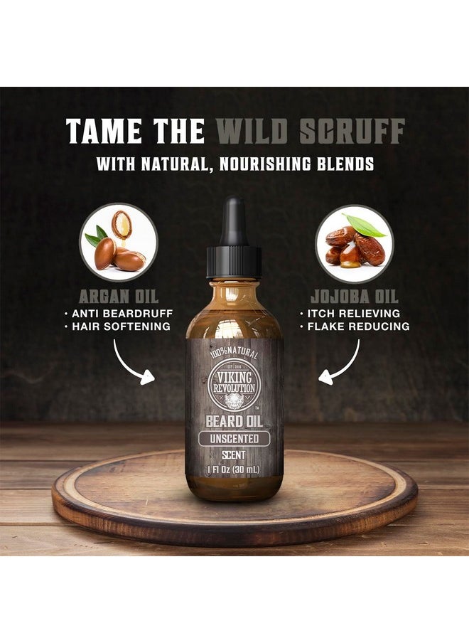Viking Revolution Viking Revolution Unscented Beard Oil for Men - Natural Mens Beard Oil with Argan Oil and Jojoba Oil - Beard Softener, Strengthens and Moisturizes - Beard Conditioner for Men (Unscented, 1 Pack)  - Image 3