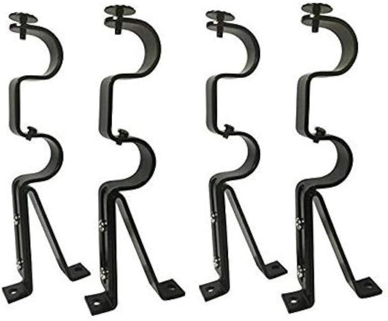 TEJATAN Double Curtain Rod Brackets - Black (set of 4) - Image 1