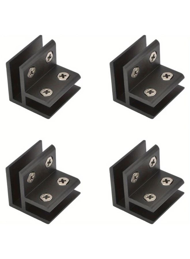 4 Pack Black Aluminum Alloy Adjustable Glass Shelf Support Brackets 90 Degree Holder - Image 1