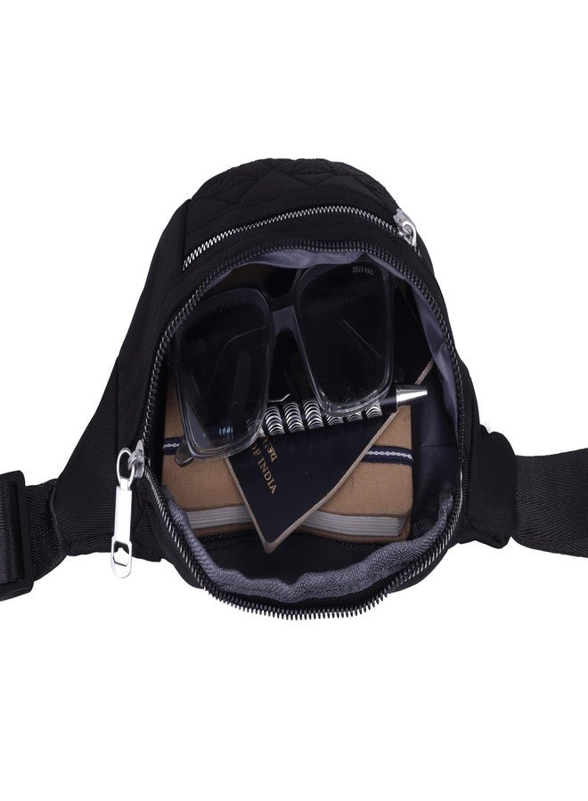Wildhorn Menâ€™s Crossbody Sling Bag | Compact Waist & Chest Bag | Water-Resistant Travel Fanny Pack with Adjustable Strap for Daily Use, Hiking & Outdoor Adventures (Black) - Image 4