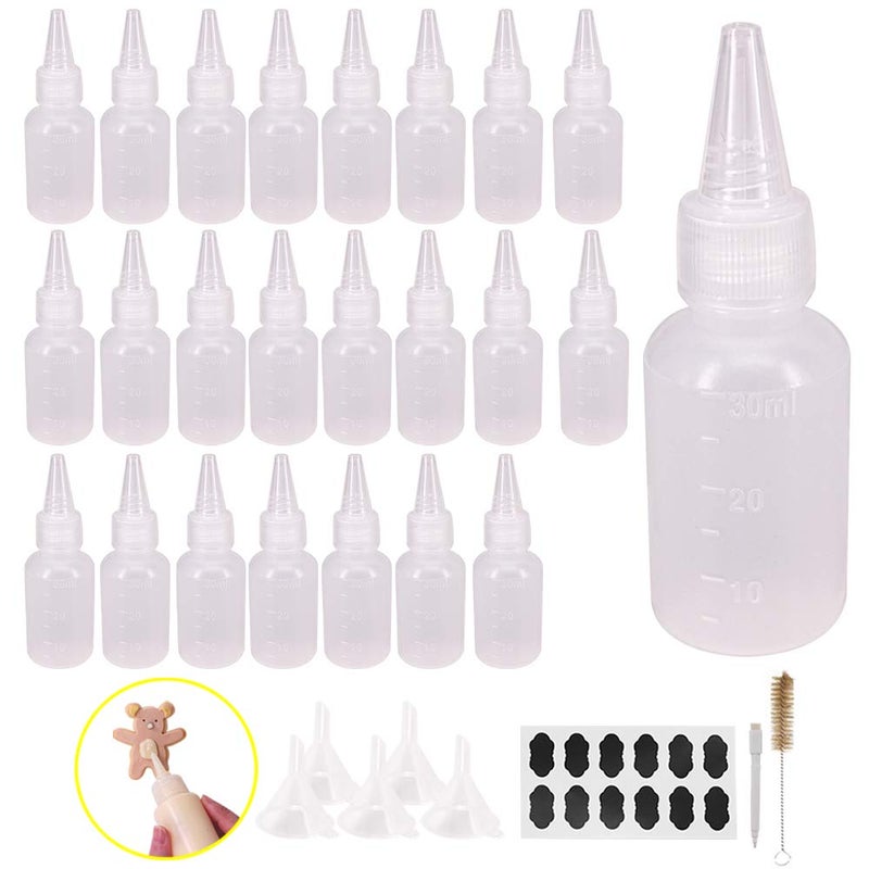 Belinlen 24 Pack 1Ounce Plastic Squeeze Bottles with Measurement  Cookie Decorating Supplies Cookie Writer Bottles Food Coloring and Royal Icing Supplies