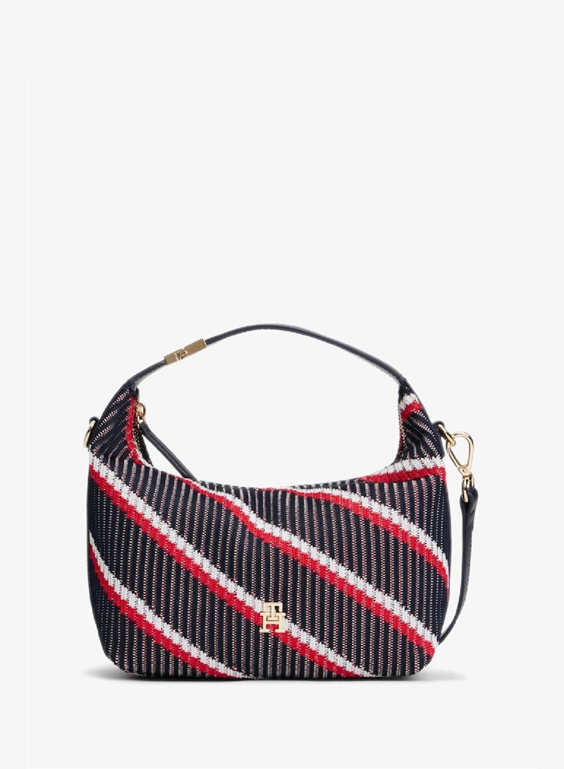 TOMMY HILFIGER Monogram Signature Knit Shoulder Bag - Image 1