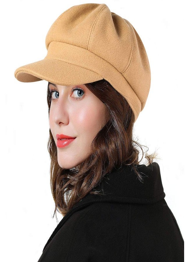 Sumolux Women Beret Newsboy Hat French Wool Cap Classic Autumn Spring Winter Hats, Camel, One size - Image 2