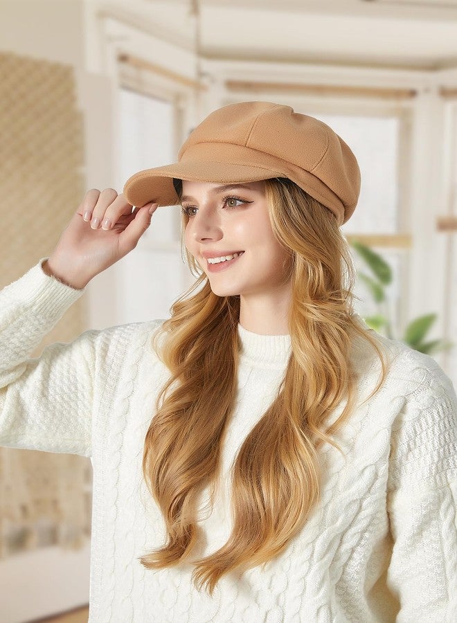 Sumolux Women Beret Newsboy Hat French Wool Cap Classic Autumn Spring Winter Hats, Camel, One size - Image 3