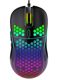 Generic Honeycomb Gaming Mouse - Light Weight RGB PC Mouse - 65 g PC Accessories - USB Mouse Wired - Matte Black Wired Gaming Mouse  - Image 1