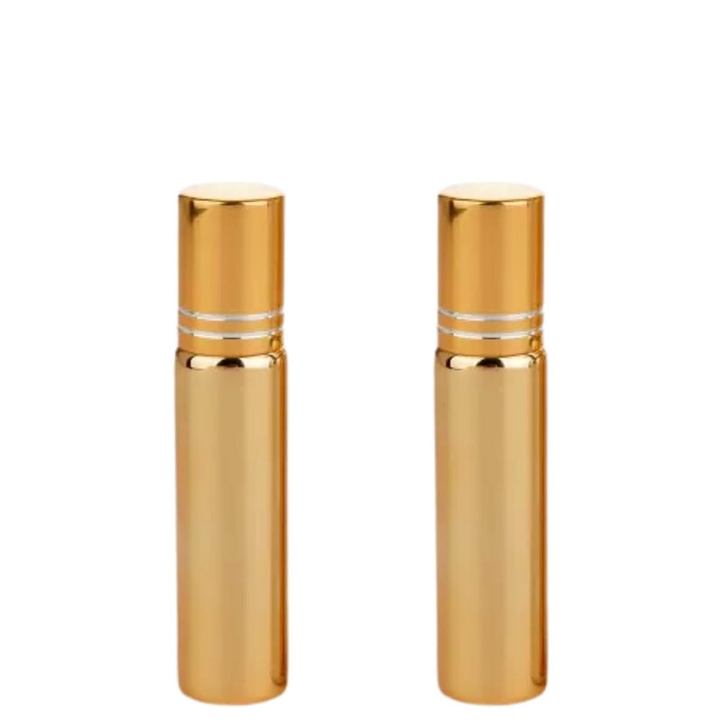 Devinez زجاجة رول أون متعددة الاستخدامات باللون الذهبي مع كرة فولاذية، 10 مل مع غطاء ذهبي (عبوة من 2)، للجمال، الزيوت الأساسية، الخلطات، العناية بالبشرة، السفر، التونر، مستحضرات التجميل وDIY - Image 1