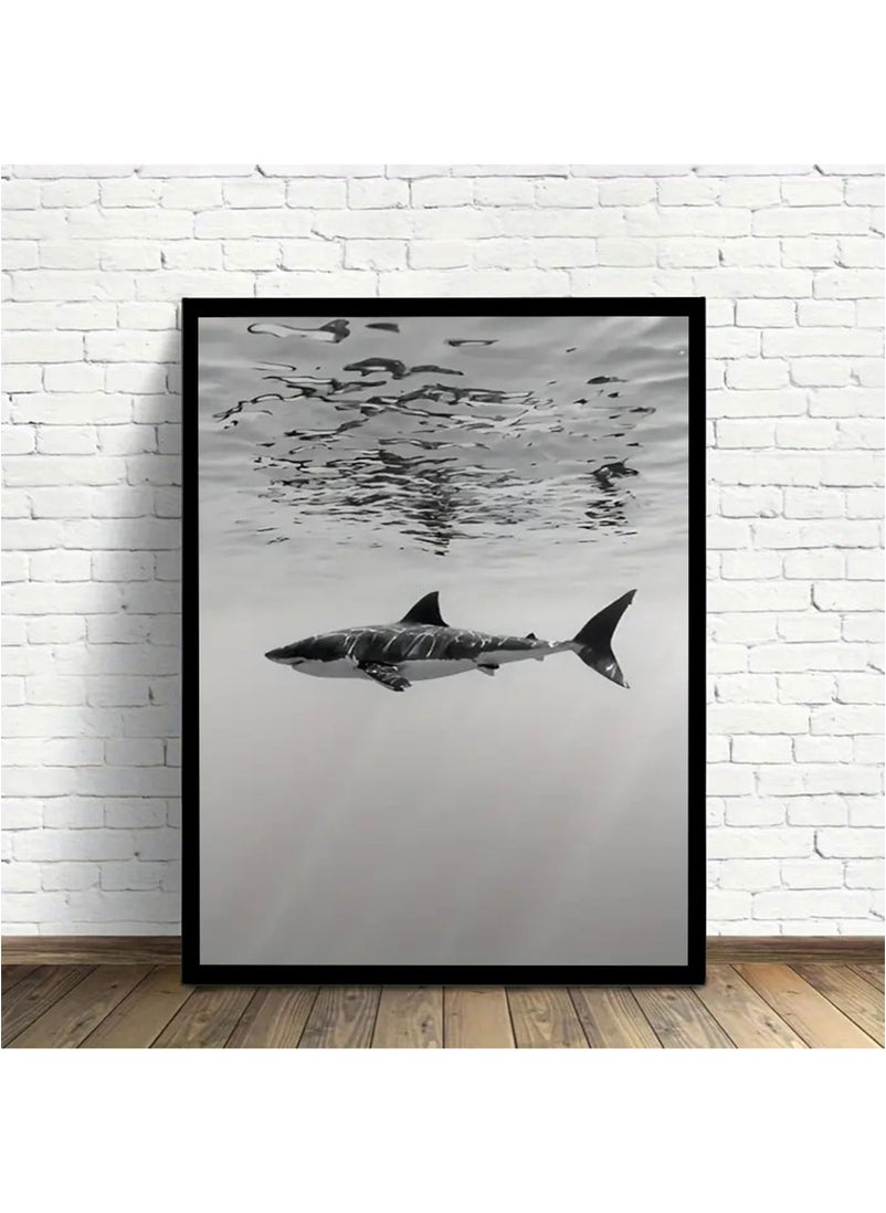 Spoil Your Wall Shark Print Wall Poster with Black Frame, Wall Arts Home Décor Photo Frames, 40x55 cm by Spoil Your Wall  - Image 2