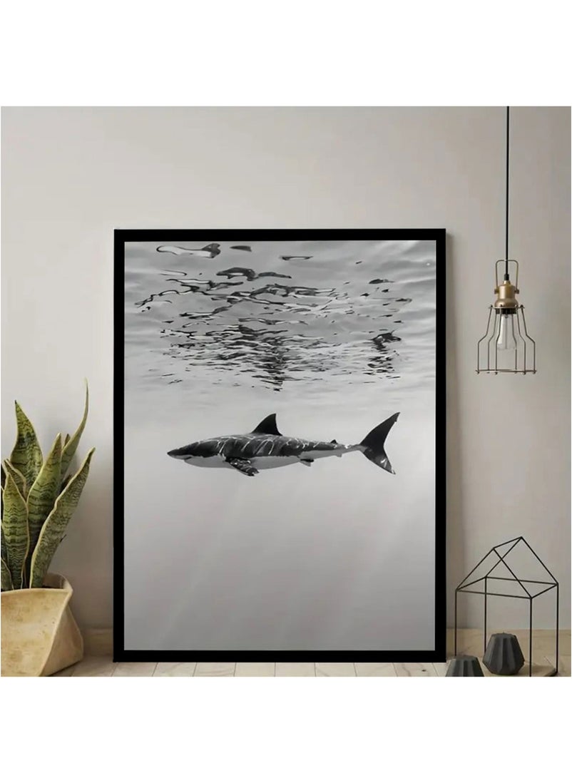 Spoil Your Wall Shark Print Wall Poster with Black Frame, Wall Arts Home Décor Photo Frames, 40x55 cm by Spoil Your Wall  - Image 3